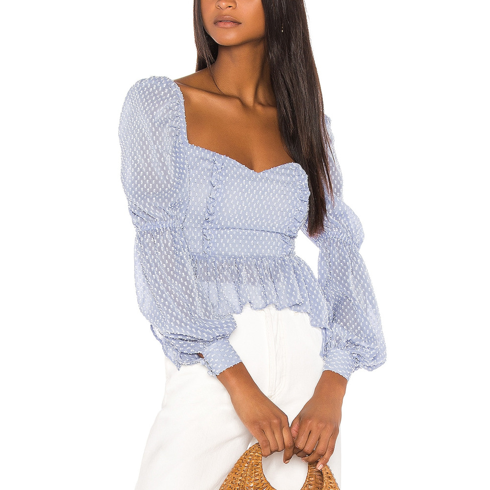 Song Of Style 'Clara' Blue Chiffon Top Size XS